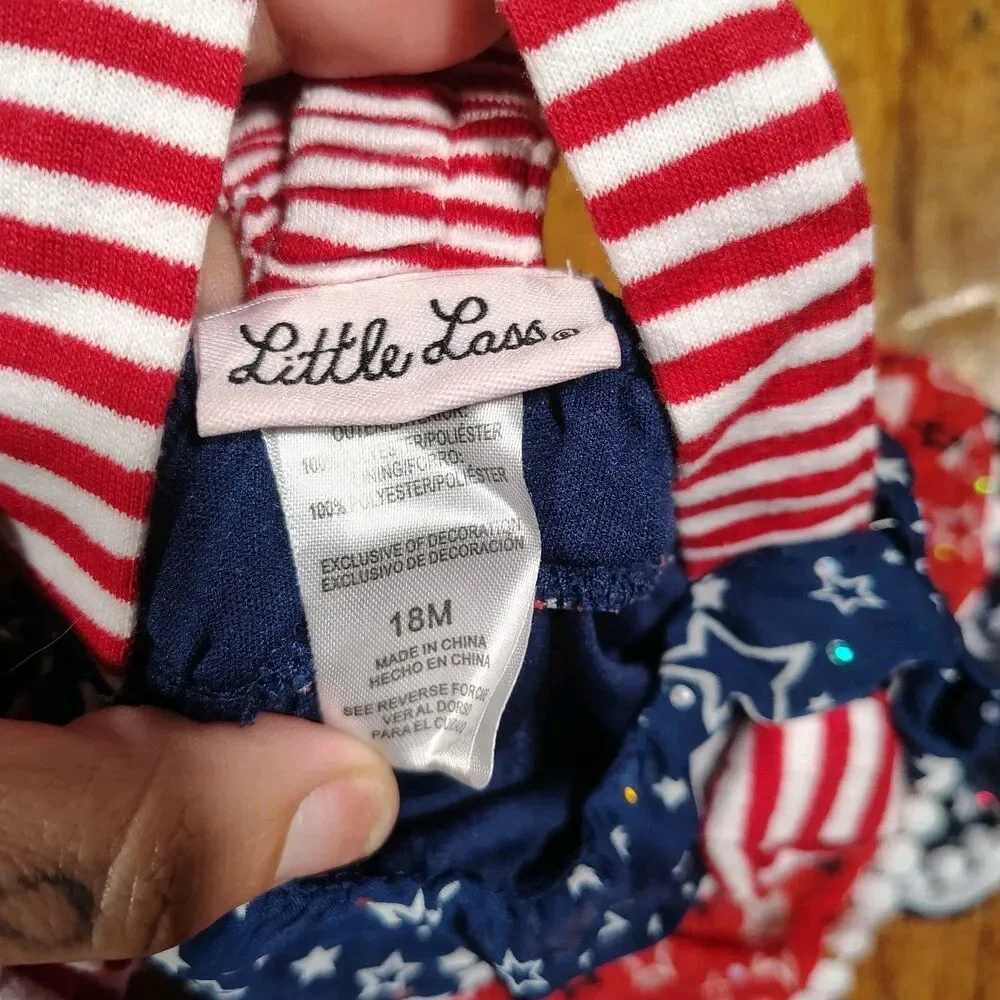 4th Of July Girls 18m 2pc Outfit Little Lass/T464 - Picture 5 of 5